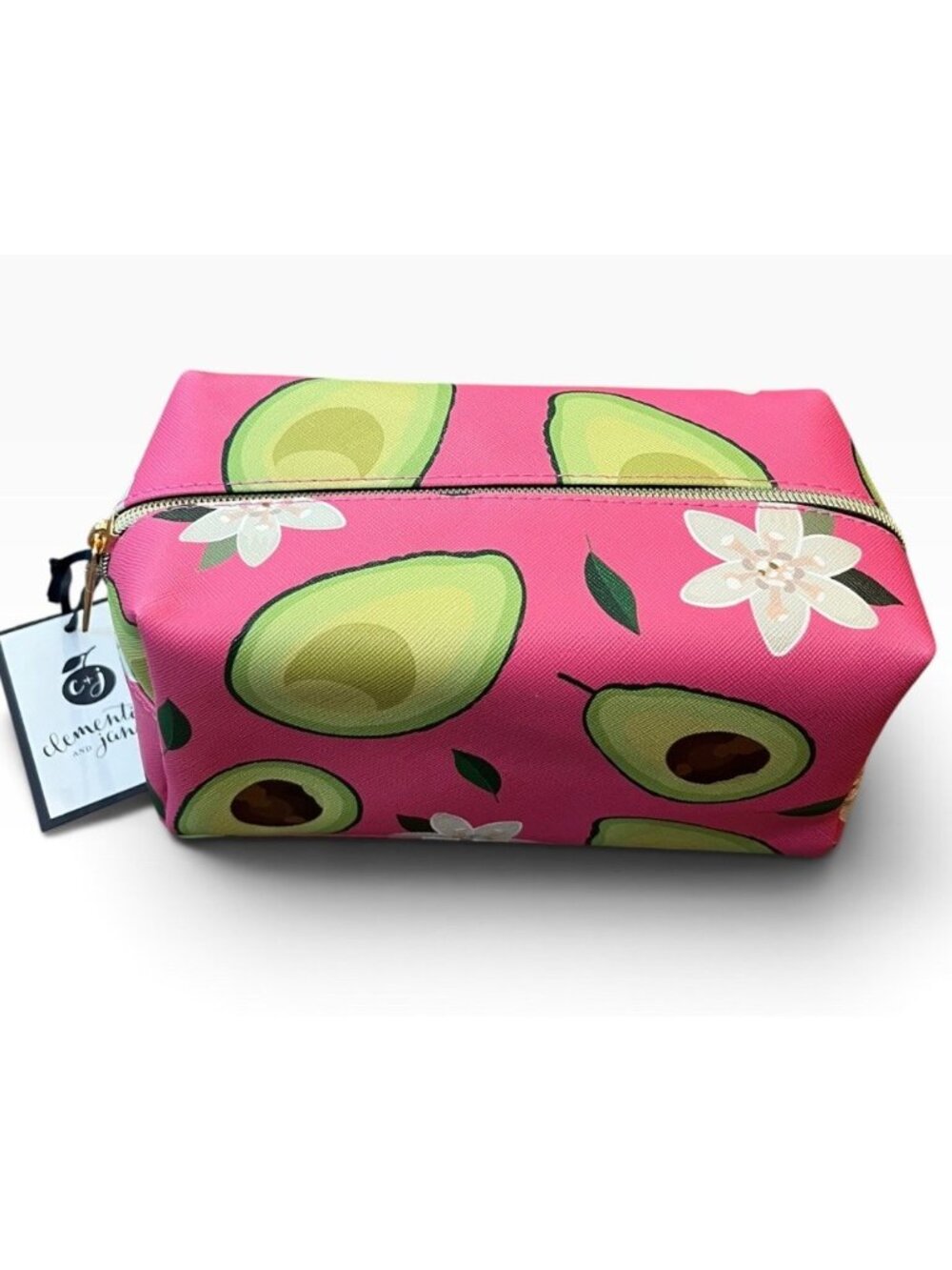 Avocado Floral Print Cosmetic Bag Makeup Case Clementine & Jane NWT